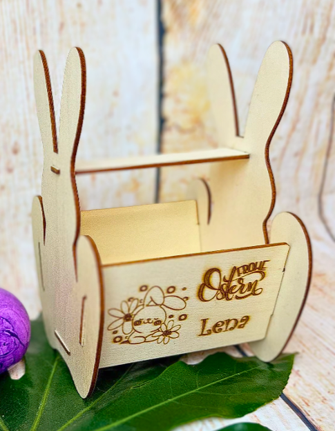 Osterkorb mit Wunschgravur, Präsentkorb, personalisiertes Osternest als Geschenk für Kinder