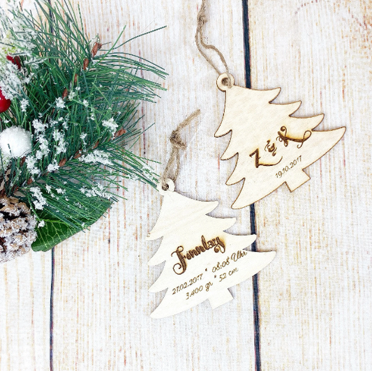 Weihnachtsbaumschmuck / Geschenke Aufhänger - Tanne mit Wunschgravur