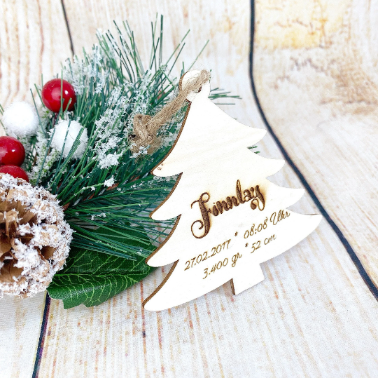 Weihnachtsbaumschmuck / Geschenke Aufhänger - Tanne mit Wunschgravur