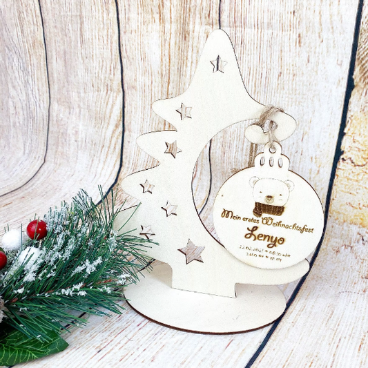Weihnachtsbaumschmuck / Geschenke Aufhänger mit Dekoration Holz Tanne