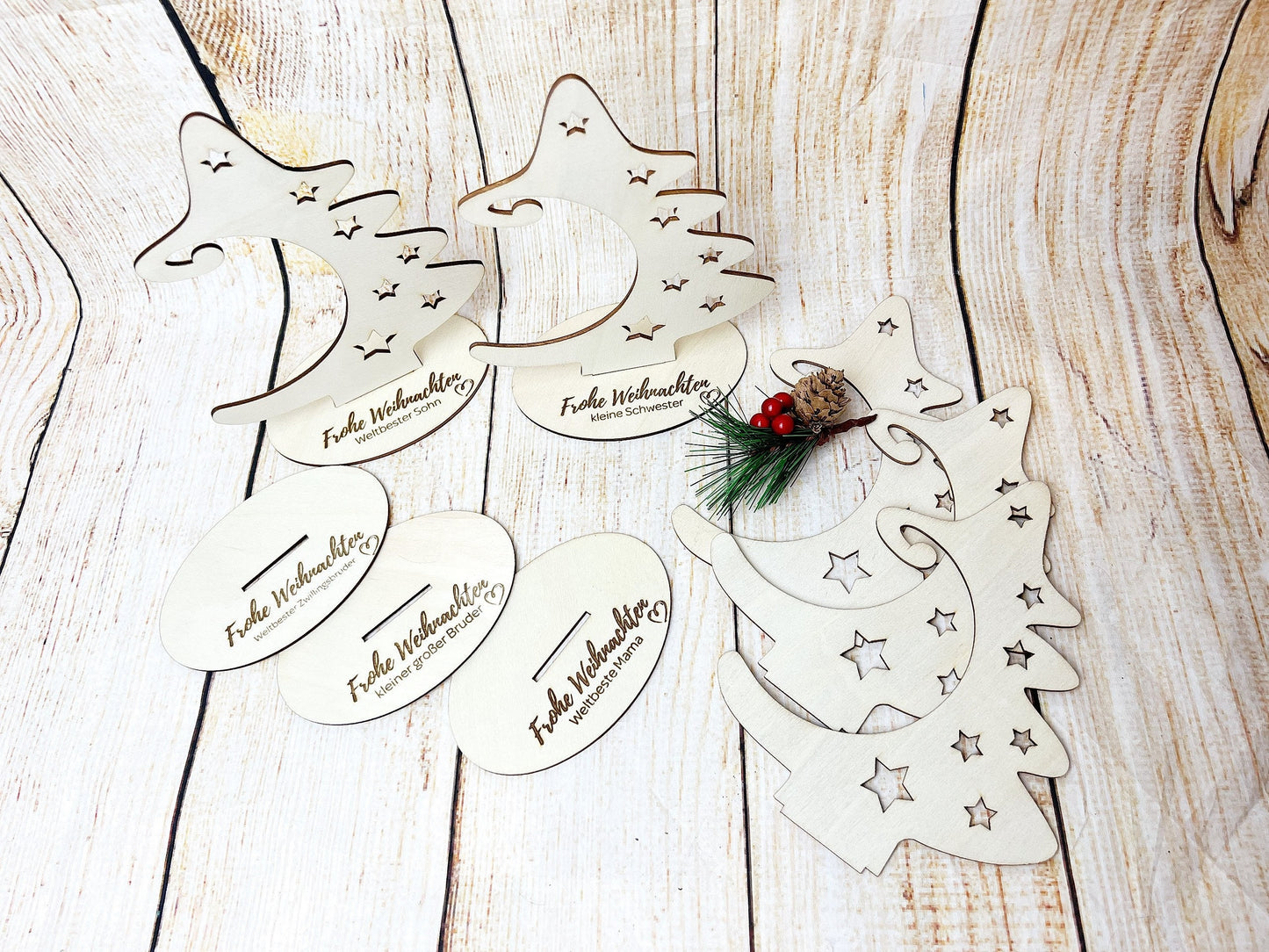 Weihnachtsbaumschmuck, Tannenbaum, Rohling, Dekoration aus Holz Mit Wunschgravur