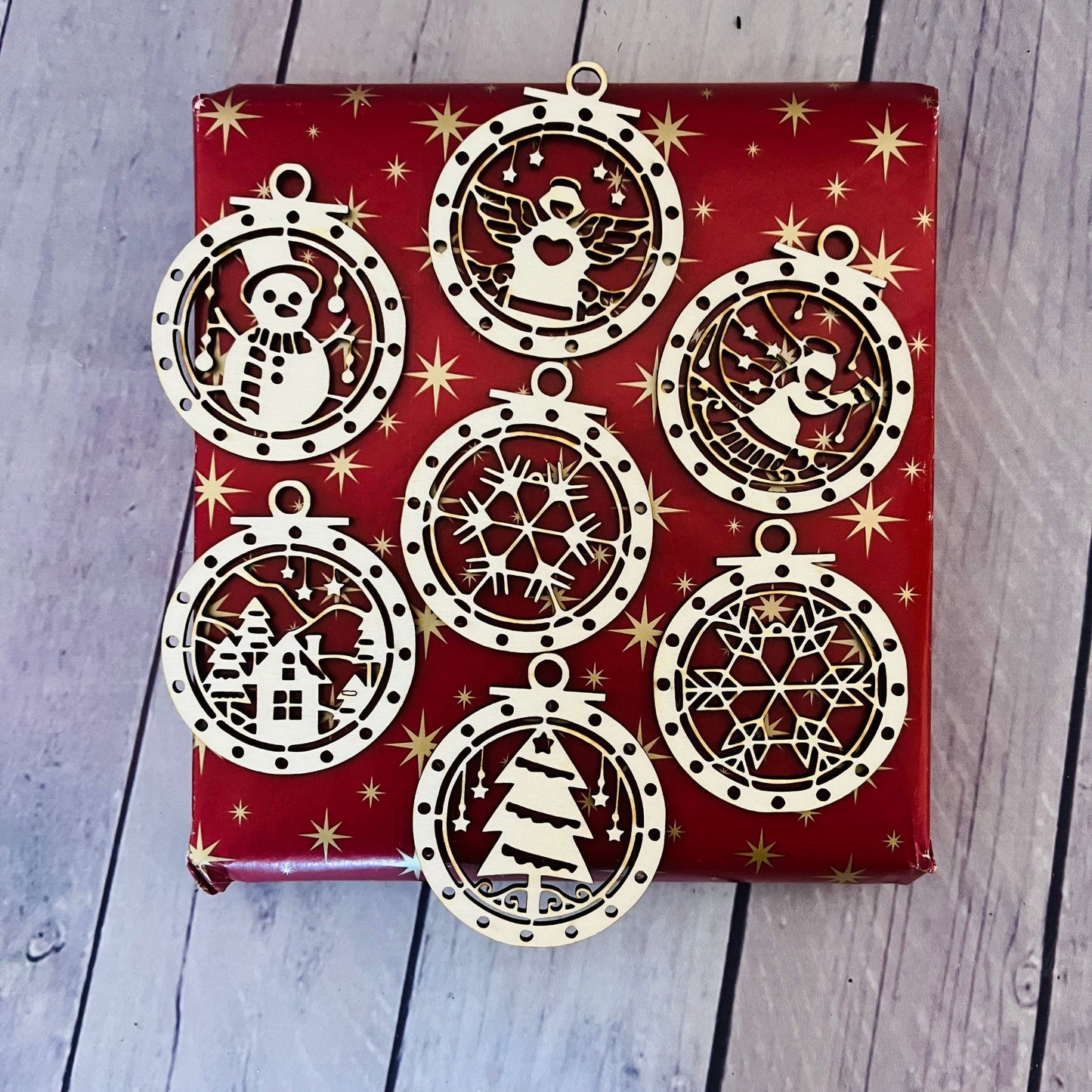 Weihnachtsbaumschmuck, Ornamente Weihnachten, Türkranz, 8-teiliges Set